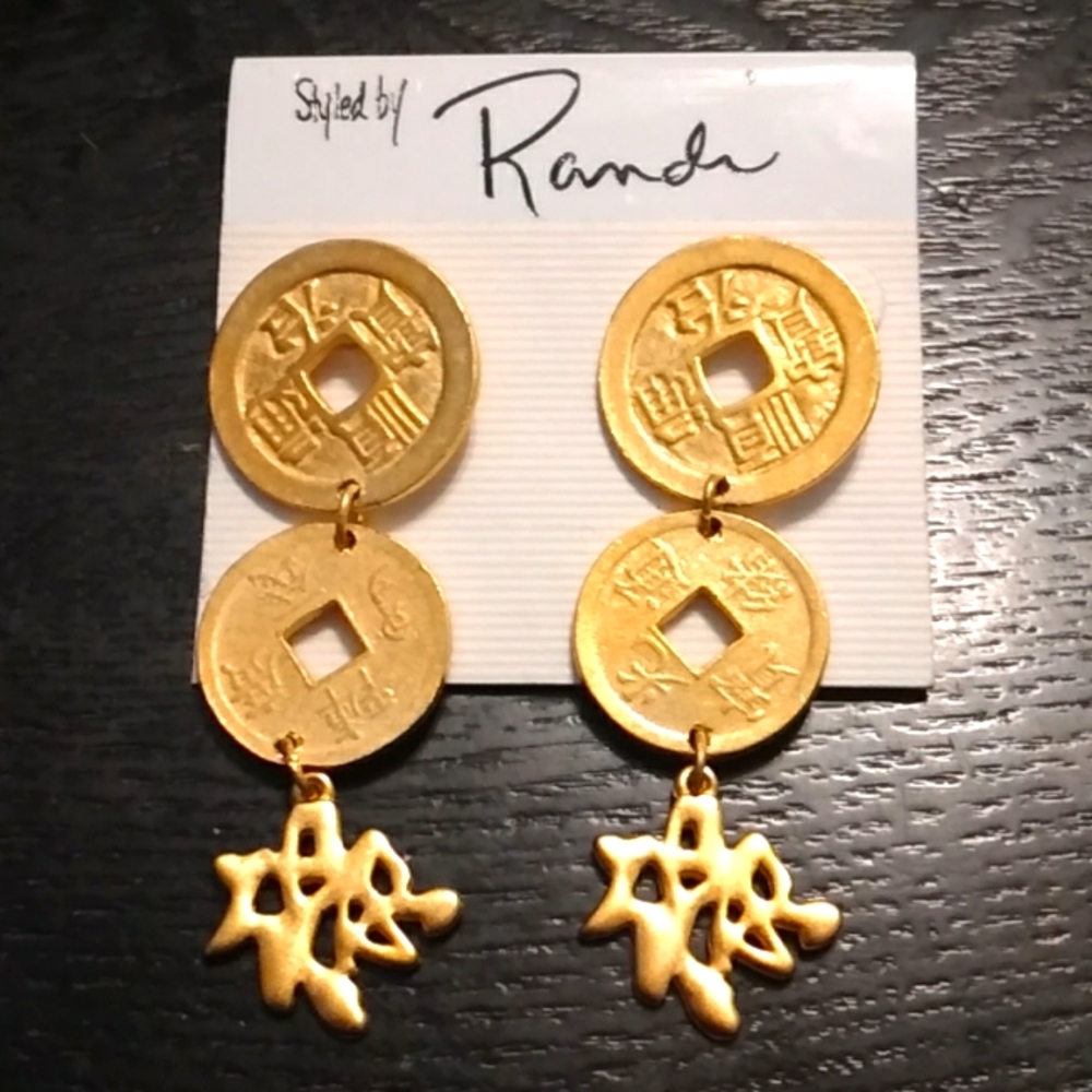 Asian inspired triple drop  earrings with posts.